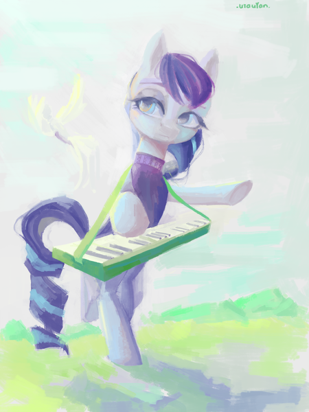 Size: 4275x5700 | Tagged: safe, artist:utauyan, derpibooru import, coloratura, pony, absurd resolution, bipedal, keyboard, rara, solo