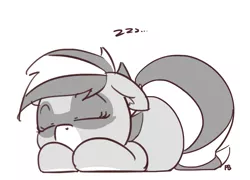 Size: 2555x1836 | Tagged: safe, artist:pabbley, derpibooru import, oc, oc:bandy cyoot, unofficial characters only, pony, raccoon pony, cute, ocbetes, simple background, sleeping, solo, white background, zzz