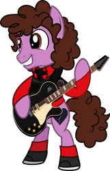 Size: 1095x1698 | Tagged: safe, artist:lightningbolt, derpibooru import, part of a set, ponified, earth pony, pony, .svg available, armband, bipedal, clothes, curly mane, emo, guitar, guitar pick, guitar strap, hoof hold, male, my chemical romance, necktie, ray toro, shirt, shoes, simple background, smiling, socks, solo, stallion, svg, three cheers for sweet revenge, transparent background, undershirt, vector, vest