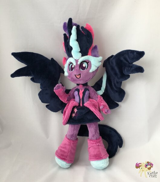 Size: 900x1020 | Tagged: safe, artist:ketika, derpibooru import, sci-twi, twilight sparkle, equestria girls, cute, happy, irl, midnight sparkle, midnightabetes, photo, plushie, solo