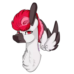 Size: 1024x1024 | Tagged: safe, artist:xxmissteaxx, derpibooru import, oc, oc:bloodbath, unofficial characters only, pegasus, pony, bust, chest fluff, floating wings, male, portrait, simple background, solo, stallion, transparent background