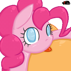 Size: 1000x1000 | Tagged: safe, artist:ggumbaramggun, derpibooru import, pinkie pie, :p, animated, gif, hug, looking at you, simple background, solo, tongue out, transparent background