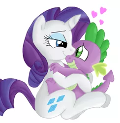 Size: 794x812 | Tagged: safe, artist:jbond, artist:mickeymonster, color edit, derpibooru import, edit, rarity, spike, dragon, colored, female, heart, hug, male, painting, shipping, simple background, sparity, spikelove, straight, white background