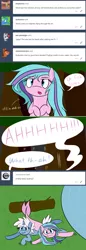 Size: 1280x3731 | Tagged: safe, artist:hummingway, derpibooru import, oc, oc:cerulean mist, oc:swirly shells, unofficial characters only, merpony, pony, unicorn, ask-humming-way, comic, dialogue, duo, female, speech bubble, tumblr, tumblr comic