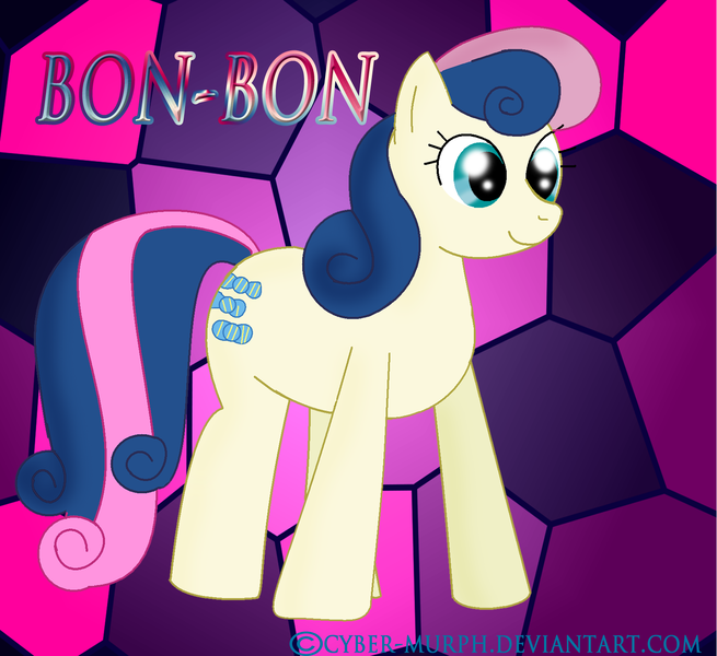 Size: 1484x1360 | Tagged: safe, artist:cyber-murph, derpibooru import, bon bon, sweetie drops, earth pony, pony, adorable face, adorabon, cute, female, mare, signature, smiling, solo, standing