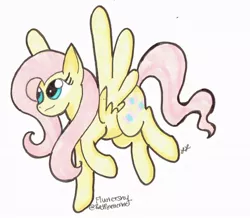 Size: 1024x893 | Tagged: safe, artist:redpalette, derpibooru import, fluttershy, pegasus, pony, looking away, looking up, simple background, solo, spread wings, traditional art, white background