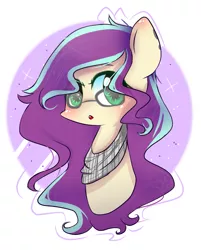 Size: 1011x1256 | Tagged: safe, artist:windymils, derpibooru import, oc, unofficial characters only, earth pony, pony, bust, female, glasses, mare, portrait, solo