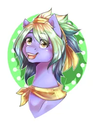 Size: 1613x2000 | Tagged: safe, artist:loure201, derpibooru import, oc, oc:fairytale, unofficial characters only, pony, abstract background, bandana, female, mare, open mouth, solo