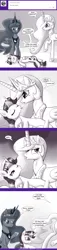 Size: 441x1920 | Tagged: suggestive, artist:deusexequus, derpibooru import, princess celestia, princess luna, twilight sparkle, twilight sparkle (alicorn), alicorn, pony, ask the princess of friendship with benefits, comic, cpr, dialogue, female, lesbian, mouth to mouth, shipping, speech bubble, twilestia