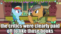 Size: 1920x1080 | Tagged: angry, argument, carrot bun, derpibooru import, edit, edited screencap, image macro, meme, quibble pants, rainbow dash, safe, screencap, stranger than fan fiction