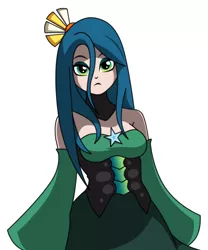 Size: 564x679 | Tagged: artist:rosemile mulberry, clothes, derpibooru import, female, human, humanized, looking at you, queen chrysalis, safe, serious, serious face, simple background, solo, white background