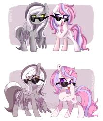 Size: 1024x1201 | Tagged: safe, artist:slasharu, derpibooru import, oc, oc:slashy, unofficial characters only, pegasus, pony, unicorn, female, mare, sunglasses, tongue out