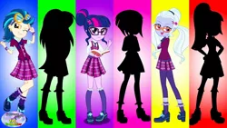 Size: 1280x720 | Tagged: safe, derpibooru import, indigo zap, lemon zest, sci-twi, sour sweet, sugarcoat, sunny flare, twilight sparkle, equestria girls, shadow six, silhouette