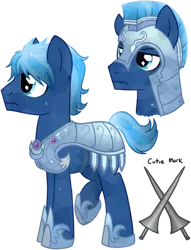 Size: 600x785 | Tagged: safe, artist:tambelon, derpibooru import, oc, oc:sapphire lance, unofficial characters only, crystal pony, pony, armor, crystal guard, crystal guard armor, male, reference sheet, solo, stallion