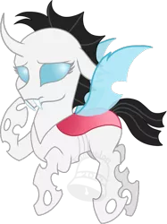 Size: 523x700 | Tagged: albino changeling, artist:tambelon, changeling, changeling oc, derpibooru import, female, oc, oc:silk, safe, simple background, solo, transparent background, unofficial characters only, watermark, white changeling