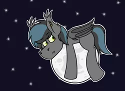 Size: 2000x1455 | Tagged: safe, artist:koonzypony, derpibooru import, oc, oc:notde, unofficial characters only, bat pony, pony, cute, ear piercing, moon, piercing, solo, tangible heavenly object