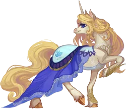 Size: 2108x1854 | Tagged: safe, artist:sitaart, derpibooru import, oc, oc:blue haze, unofficial characters only, pony, unicorn, ponyfinder, bard, blonde, blonde hair, blonde mane, blue eyes, clothes, dress, dungeons and dragons, fantasy class, female, mare, pathfinder, pen and paper rpg, raised hoof, rpg, simple background, solo, transparent background, unshorn fetlocks, white fur