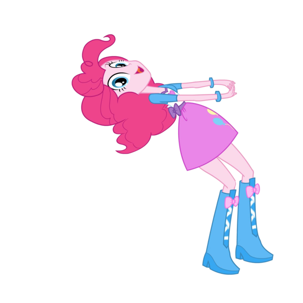 Size: 1600x1600 | Tagged: safe, artist:ytpinkiepie2, derpibooru import, pinkie pie, equestria girls, balloon, boots, bracelet, clothes, female, high heel boots, leaning back, looking at you, simple background, skirt, solo, transparent background, vector