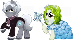 Size: 900x497 | Tagged: safe, artist:tambelon, derpibooru import, oc, oc:peridot gleam, oc:sterling silver, unofficial characters only, crystal pony, pony, female, male, mare, stallion, the count of monte cristo, the wizard of oz