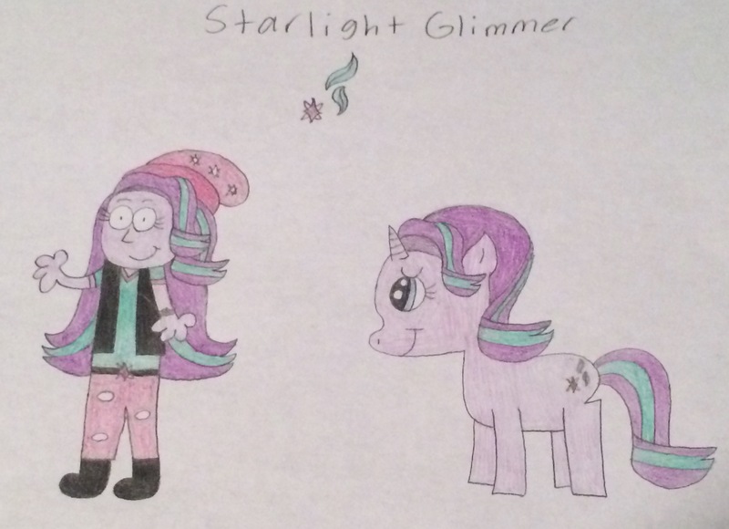 Size: 2899x2100 | Tagged: safe, artist:smurfettyblue, derpibooru import, starlight glimmer, pony, unicorn, equestria girls, cutie mark, human ponidox, self ponidox, starlight day, starlight glimmer day, traditional art