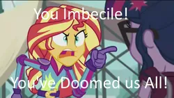 Size: 1920x1080 | Tagged: safe, derpibooru import, edit, edited screencap, screencap, sci-twi, sunset shimmer, twilight sparkle, equestria girls, friendship games, angry, exploitable meme, image macro, imbecile, meme, spy, sunset yells at twilight, team fortress 2