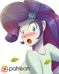 Size: 1280x1610 | Tagged: safe, artist:the-butch-x, derpibooru import, rarity, equestria girls, blushing, leaf, looking back, patreon, patreon logo, solo