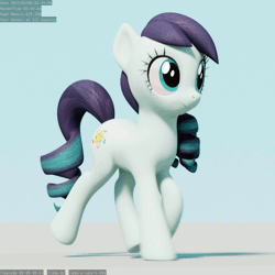 Size: 1024x1024 | Tagged: safe, artist:therealdjthed, derpibooru import, coloratura, earth pony, pony, 3d, 3d model, animated, blender, blinking, cute, cycles, cycles render, female, gif, mare, model:djthed, perfect loop, rara, rarabetes, solo, trot cycle, trotting, trotting in place, walk cycle, walking