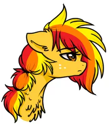 Size: 482x545 | Tagged: safe, artist:moonabelle, derpibooru import, oc, oc:autumn falls, unofficial characters only, earth pony, pony, bust, chest fluff, female, magical lesbian spawn, mare, offspring, parent:applejack, parent:rainbow dash, parents:appledash, portrait, simple background, solo, white background