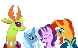 Size: 1300x800 | Tagged: safe, artist:sallindaemon, derpibooru import, starlight glimmer, sunburst, thorax, trixie, changedling, changeling, pony, unicorn, celestial advice, king thorax, simple background, transparent background