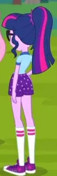 Size: 134x411 | Tagged: safe, derpibooru import, screencap, fluttershy, sci-twi, twilight sparkle, equestria girls, legend of everfree, ass, camp everfree outfits, clothes, converse, cropped, hand on hip, rear view, shoes, shorts, socks, solo