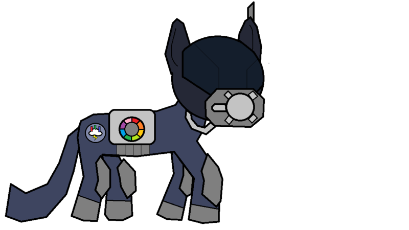 Size: 1152x648 | Tagged: safe, derpibooru import, pegasus, pony, fanfic:rainbow factory, anatomically incorrect, antenna, armor, combine, combine overwatch, gas mask, half-life, half-life 2, helmet, implied grimdark, mask, military, military police, ms paint, rainbow, simple background, soldier, soldier pony, spectric combine, tail wrap, visor, wingless