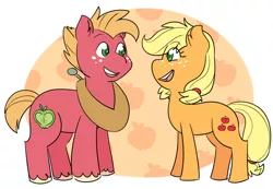 Size: 1280x886 | Tagged: safe, artist:winterwithers, derpibooru import, applejack, big macintosh, earth pony, pony, where the apple lies, duo, female, male, mare, stallion, teenage applejack, teenage big macintosh, teenager