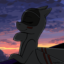Size: 500x500 | Tagged: safe, artist:keeponhatin, derpibooru import, oc, oc:blitz, unofficial characters only, original species, plane pony, pony, a-10 thunderbolt ii, animated, gif, grin, plane, smiling, solo, sunset