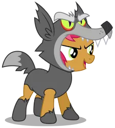 Size: 2694x3000 | Tagged: animal costume, artist:brony-works, babs seed, big babs wolf, clothes, costume, derpibooru import, high res, one bad apple, safe, simple background, solo, transparent background, wolf costume