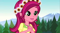 Size: 1100x618 | Tagged: safe, derpibooru import, screencap, gloriosa daisy, equestria girls, legend of everfree, cute, daisybetes, magical geodes, solo