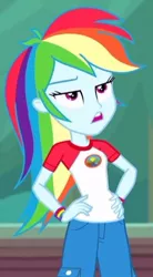 Size: 260x471 | Tagged: safe, derpibooru import, screencap, rainbow dash, equestria girls, legend of everfree, cropped, faic, solo