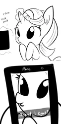 Size: 1080x2200 | Tagged: safe, artist:tjpones, derpibooru import, starlight glimmer, pony, unicorn, cute, duckface, glimmerbetes, grayscale, ipone, levitation, magic, mobile phone, monochrome, phone, selfie, smartphone, solo, telekinesis