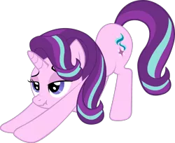 Size: 2500x2037 | Tagged: safe, derpibooru import, starlight glimmer, pony, unicorn, exploitable meme, female, iwtcird, lidded eyes, meme, scrunchy face, simple background, solo, stretching, transparent background, vector