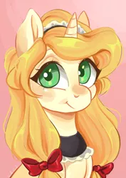 Size: 2480x3507 | Tagged: safe, artist:corelle-vairel, derpibooru import, oc, oc:vive, unofficial characters only, pony, unicorn, bow, female, hair bow, mare, solo