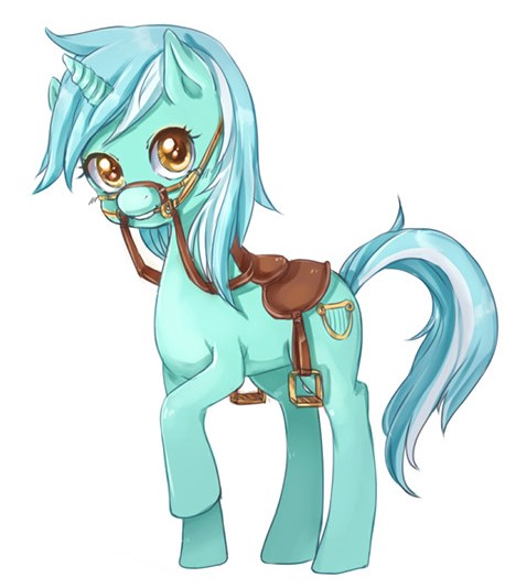 Size: 458x534 | Tagged: artist:shiwizilla, bit, bridle, cropped, cute, derpibooru import, lyra heartstrings, reins, saddle, safe, simple background, solo, stirrups, tack, white background