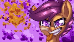 Size: 1920x1080 | Tagged: safe, artist:clayman778, derpibooru import, scootaloo, bust, portrait, solo, tongue out, wallpaper