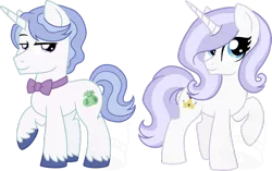 Size: 900x565 | Tagged: safe, artist:tambelon, derpibooru import, oc, oc:crown jewel, oc:rag riches, unofficial characters only, pony, unicorn, brother and sister, female, male, mare, offspring, parent:fancypants, parent:fleur-de-lis, parents:fancyfleur, siblings, simple background, stallion, transparent background