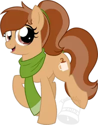 Size: 592x750 | Tagged: safe, artist:tambelon, derpibooru import, oc, oc:coffee talk, unofficial characters only, earth pony, pony, clothes, female, mare, scarf, solo, watermark