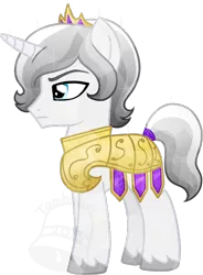 Size: 514x700 | Tagged: safe, artist:tambelon, derpibooru import, oc, oc:prince topaz, unofficial characters only, crystal pony, pony, unicorn, armor, colt, jewelry, male, solo, tiara, watermark