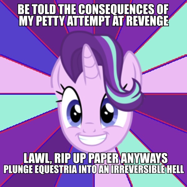 Size: 600x600 | Tagged: safe, derpibooru import, starlight glimmer, pony, unicorn, the cutie re-mark, advice meme, exploitable meme, image macro, meme, sunburst background