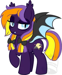 Size: 579x700 | Tagged: safe, artist:tambelon, derpibooru import, oc, oc:witching hour, unofficial characters only, bat pony, pony, female, mare, solo, watermark