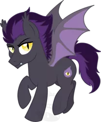 Size: 581x700 | Tagged: safe, artist:tambelon, derpibooru import, oc, oc:night terror, unofficial characters only, bat pony, pony, bat pony oc, male, simple background, solo, stallion, transparent background, watermark