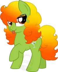 Size: 561x700 | Tagged: safe, artist:tambelon, derpibooru import, oc, oc:olive garnish, unofficial characters only, earth pony, pony, female, mare, solo, tongue out, watermark