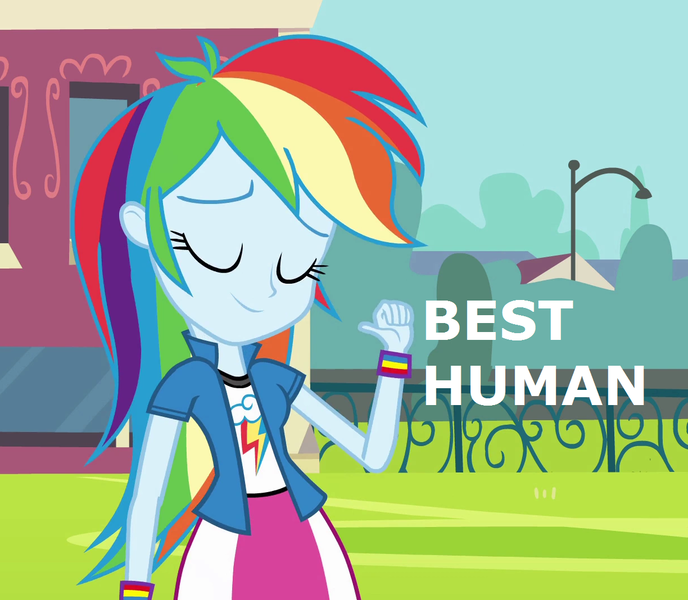 Size: 1224x1068 | Tagged: safe, derpibooru import, screencap, rainbow dash, equestria girls, best human, eyes closed, image macro, meme, opinion, solo