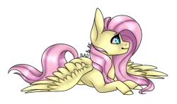 Size: 646x383 | Tagged: safe, artist:adakola, artist:blitsazalisdash, deleted from derpibooru, derpibooru import, fluttershy, pony, prone, simple background, solo, transparent background